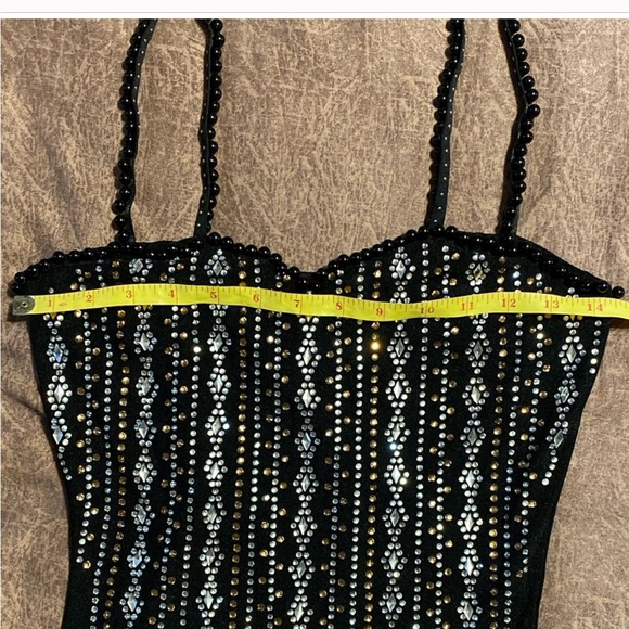 Banjul Black Mini Shiny Jewel accent Prom Dress - Picture 3 of 5